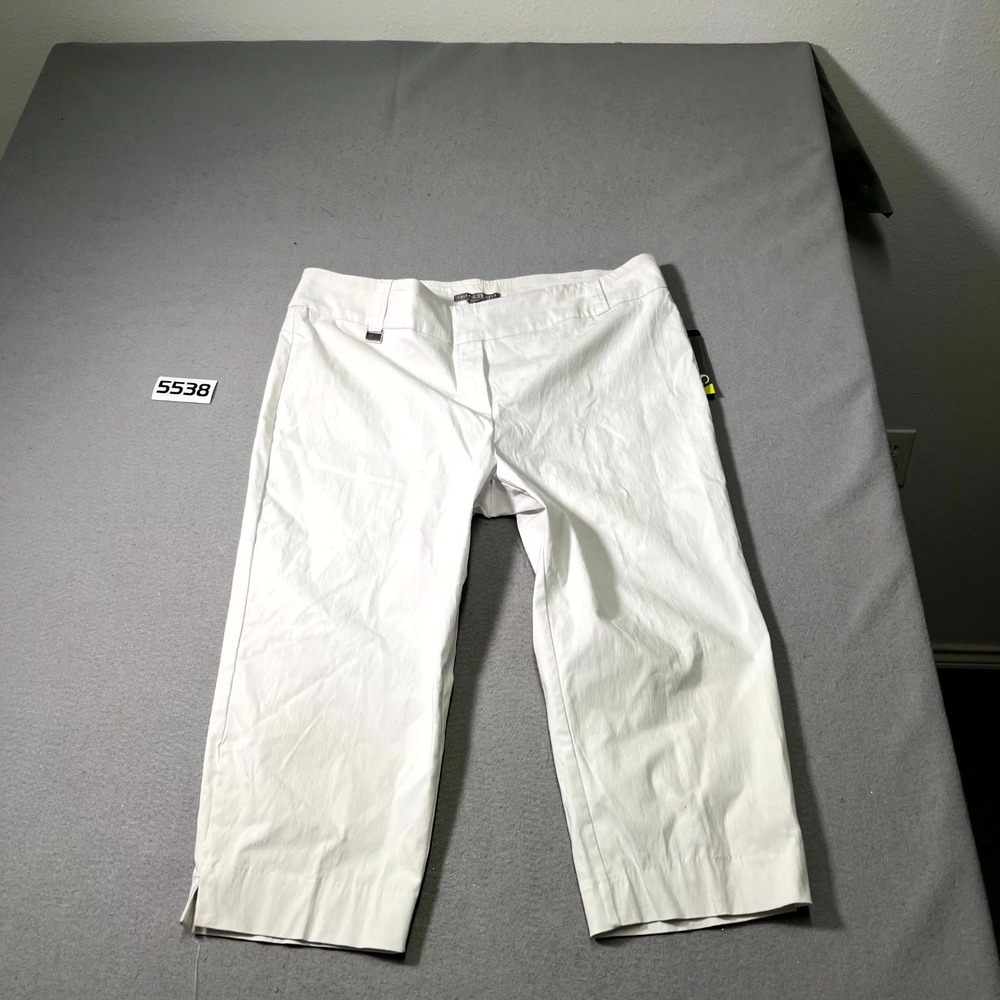 Valerie Stevens Ankle Pants Womens 20W White Rayon Flat Front Straight Leg
